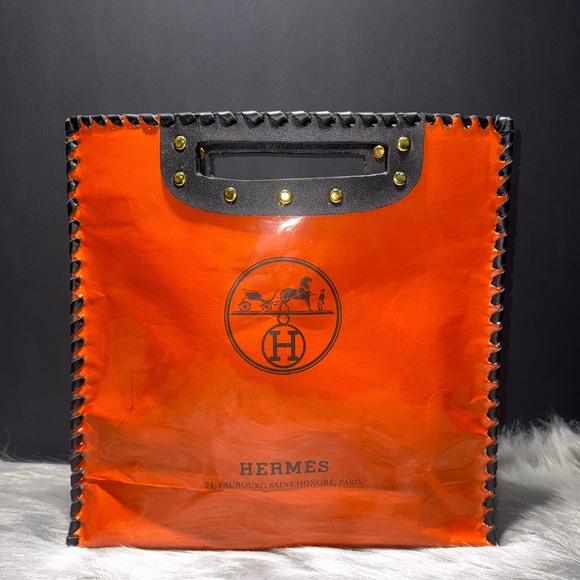 Authentic Hermes Shopping bag covered in PVC with handles and strap - Picture 1 of 7